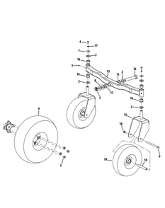Front Caster And Tire Assembly Diagram and Parts List for Z-FORCE44 17AE3AGF-17AE3AGF010 Cub Cadet Lawn Tractor
